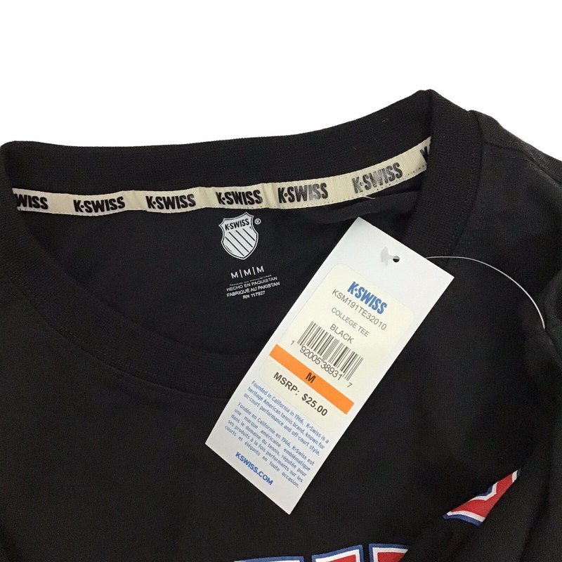K-Swiss Mens My Swiss Black Cotton Fitness Tee T-Shirt Athletic Size Medium M gallery
