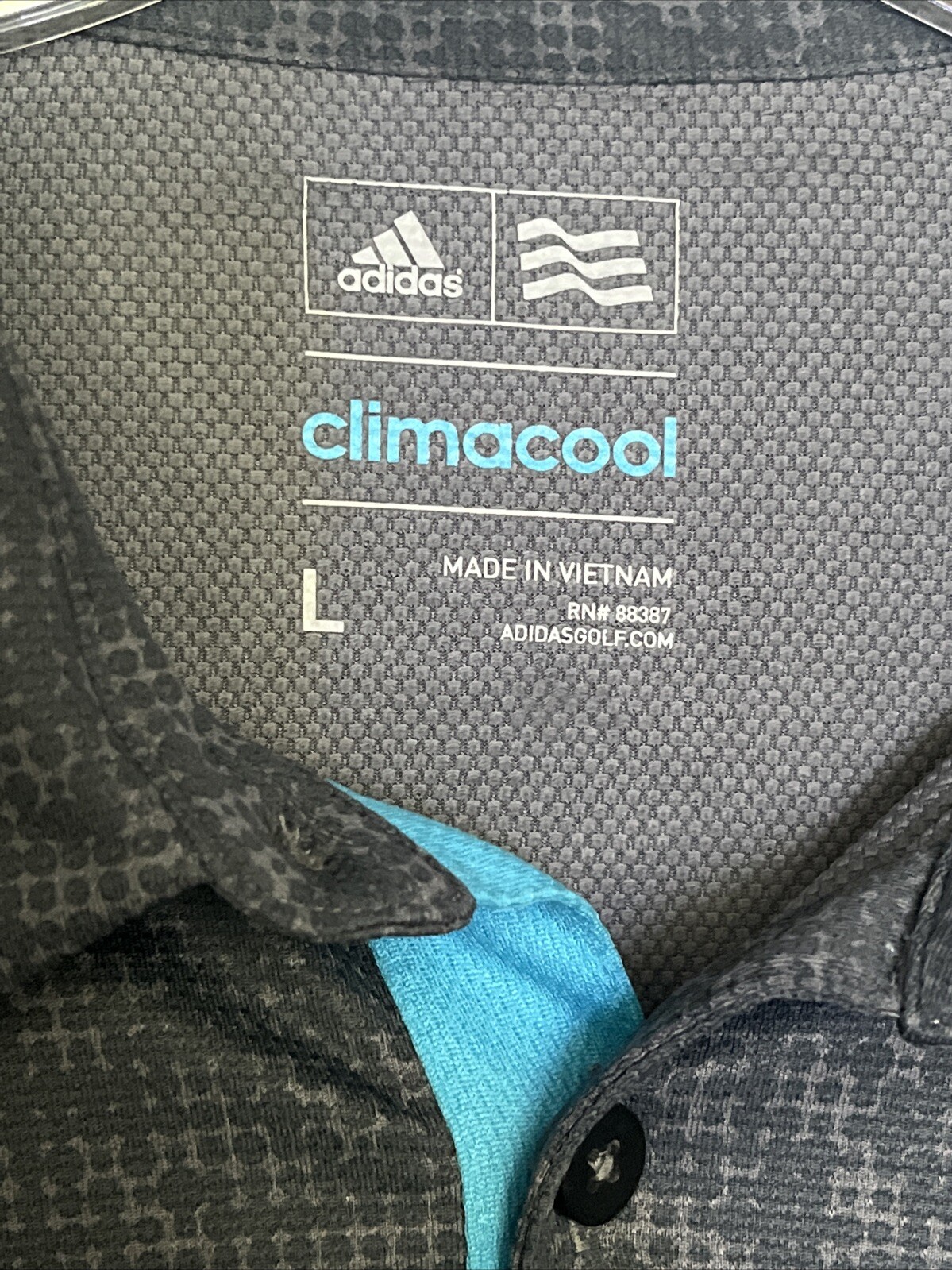 NWOT ADIDAS L GRAY MICRO CHECKERED GOLF POLO SHIRT MENS CLIMA-COOL gallery