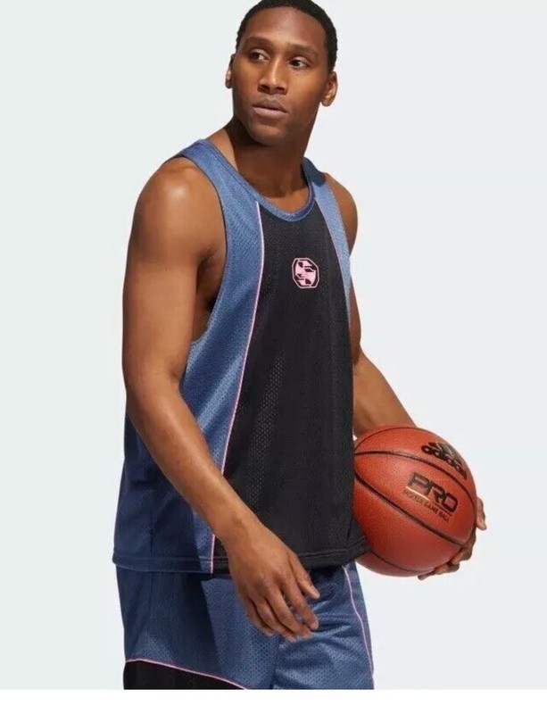 adidas Mens Sz S WORLDWIDE HOOPS CREATOR 365 TANK TOP Black Blue Pink HG2627 $42 gallery