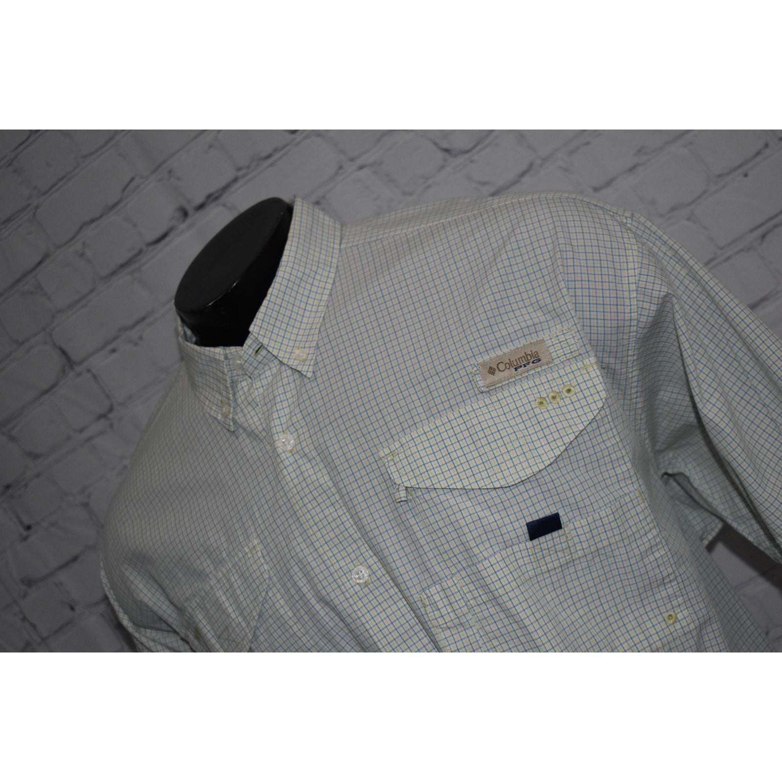 Columbia PFG Performance Fishing Gear Shirt Mens Size XL Vented Blue Yellow gallery