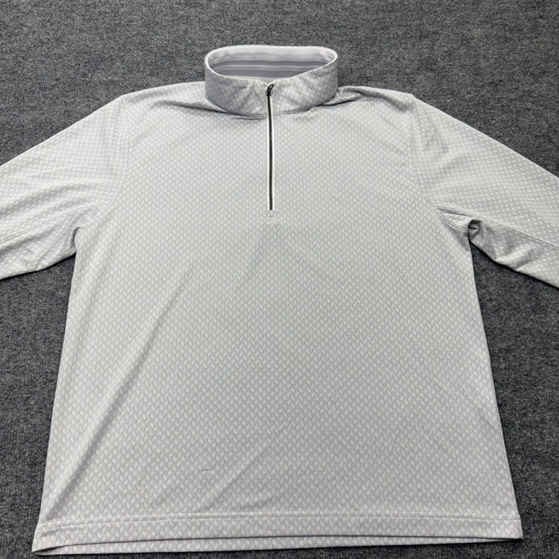 Dunning Mens Large Quarter Zip Pullover Grey Geometric Golf Performance Shirt gallery