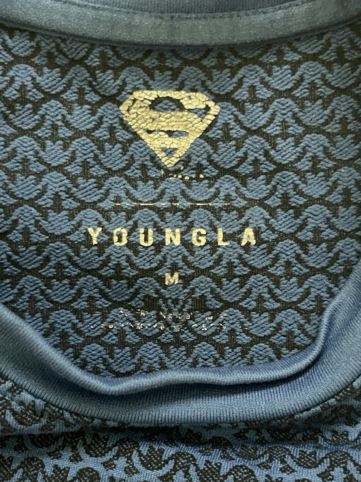 YoungLA Superman Compression Shirt Blue Men's Medium Athletic Gym Tee *Rare* -M- gallery