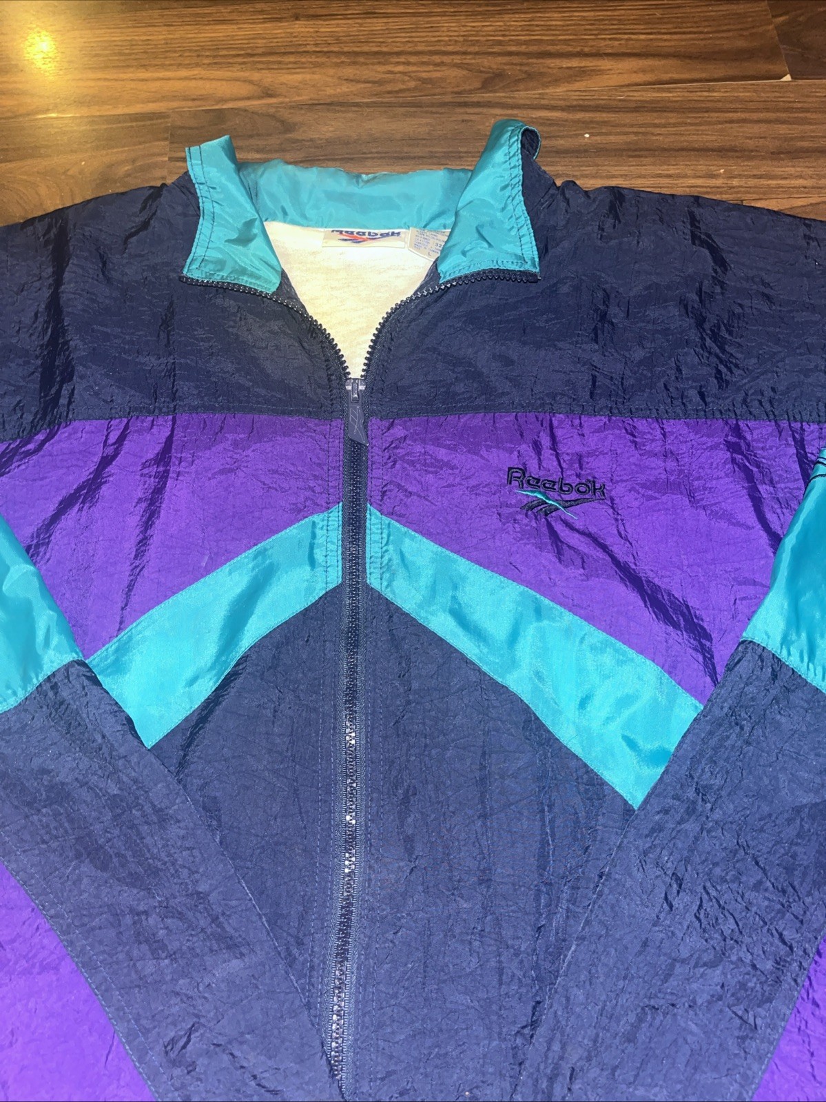Vintage 1990s Reebok Color blocking Full Zip Nylon Track top size L boxy gallery