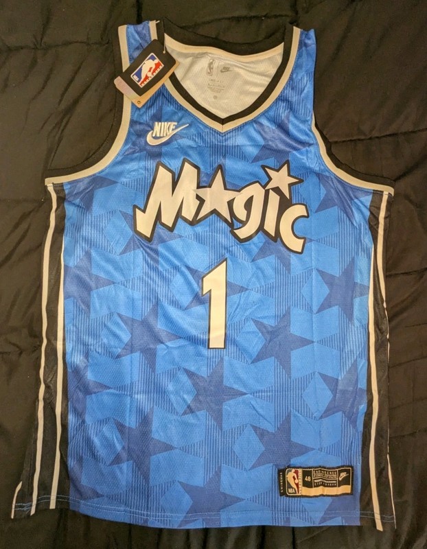 Large 48 Tracy McGrady Nike Orlando Magic NBA Jersey New #1 Blue Stars gallery