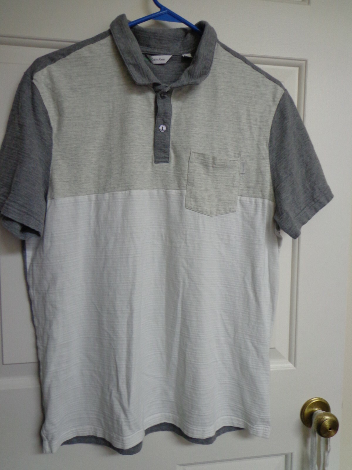 Calvin Klein Men's Polo Shirt White-Gray Color Size-L gallery