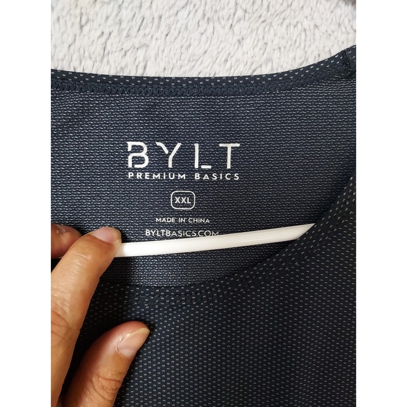 Bylt Shirt Men XXL Premium Basics Athletic Performance Short Sleeve Navy Pin Dot gallery