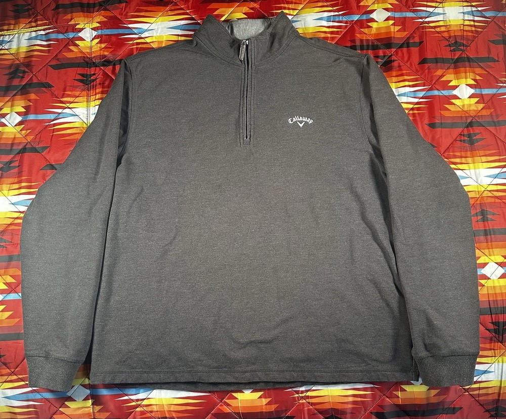 Callaway Pullover Mens L Gray Quarter 1/4 Zip Golf Outdoors Fall Sweater Jacket