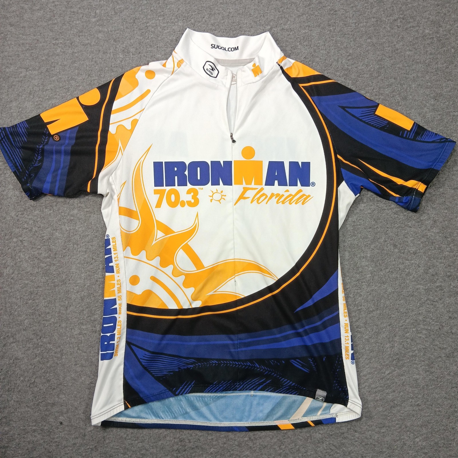 Sugoi Ironman 70.3 Florida Cycling Jersey Mens Medium Multicolor Zip Graphic gallery