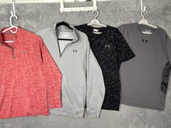 Under Armour Shirts Mens Large Lot Of 4 1/4 Zip LS X2 + SS Tops X2 Gym Budle