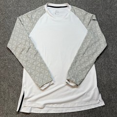 Nike Pro Mens Long Sleeve Training Shirt White Grey Geometric 929703-100 Large