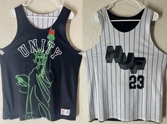 HUF Unity Reversible Basketball Jersey Men’s Size M Black White Pinstripe Mesh