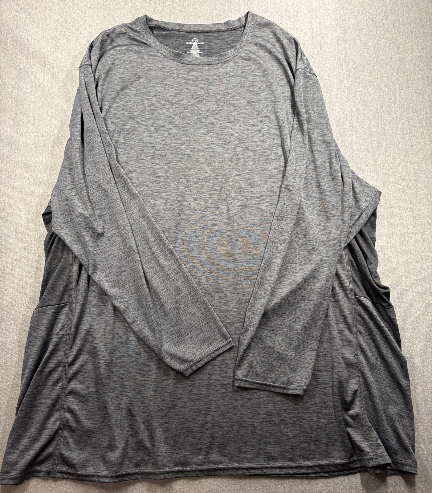 Real Essentials Men's 5XT Gray Long Sleeve Crew Neck Active Stretch T-Shirt gallery