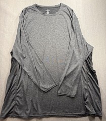 Real Essentials Men’s 5XT Gray Long Sleeve Crew Neck Active Stretch T-Shirt