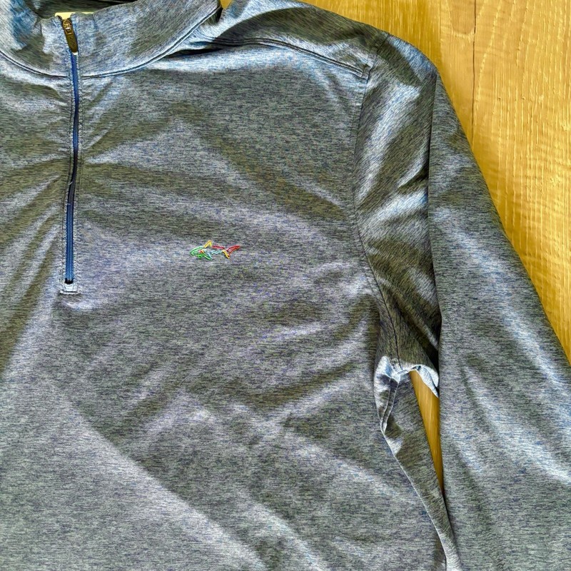 Greg Norman Tech Active Quarter Zip Pullover Blue Mens XL Shark Logo Long Sleeve gallery