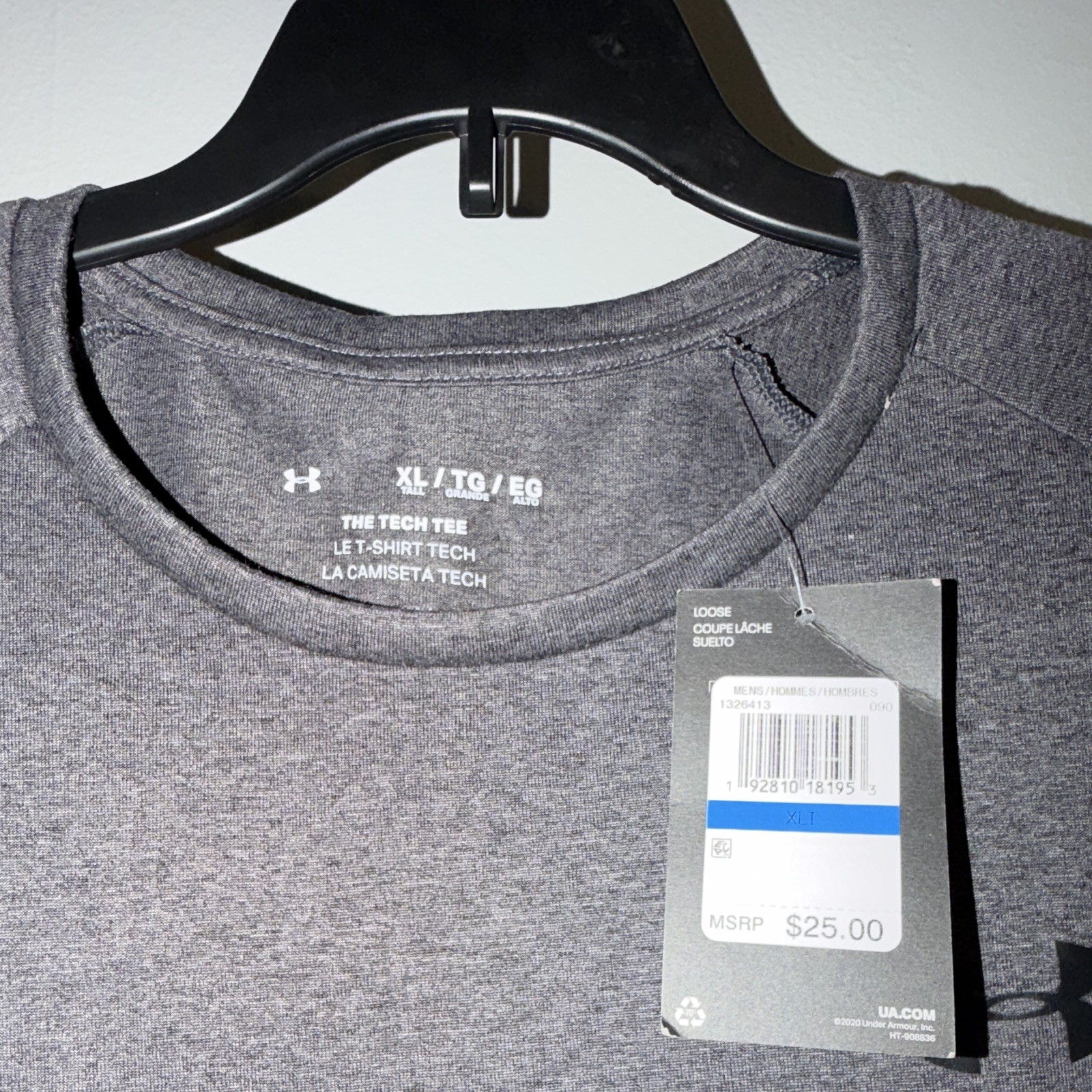 Under Armour The Tech Tee Men's XL Tall Gray Loose Fit Lightweight Tee gallery