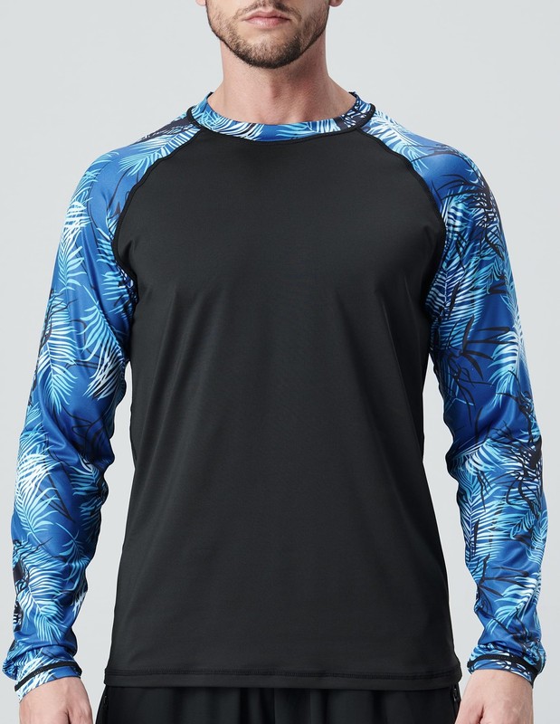 2 Pack Men's UPF 50+ Long Sleeve Swim Shirt Loose Fit Quick Dry Rash Guard gallery