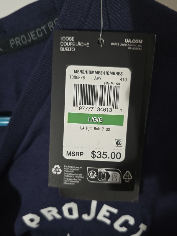 Under Armour Men's Project Rock 7 Short Sleeve T Shirt Midnight Navy NWT gallery