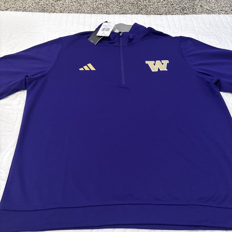 Washington Huskies Large Long Sleeve 1/4 Zip Pullover Purple Gray Mode NWT gallery