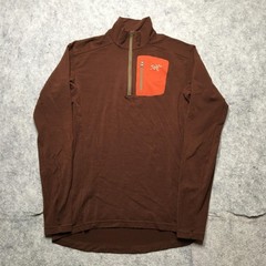Arc’teryx Pullover Mens Medium Brown Merino Wool 1/4 Zip Chest Pocket Hiking