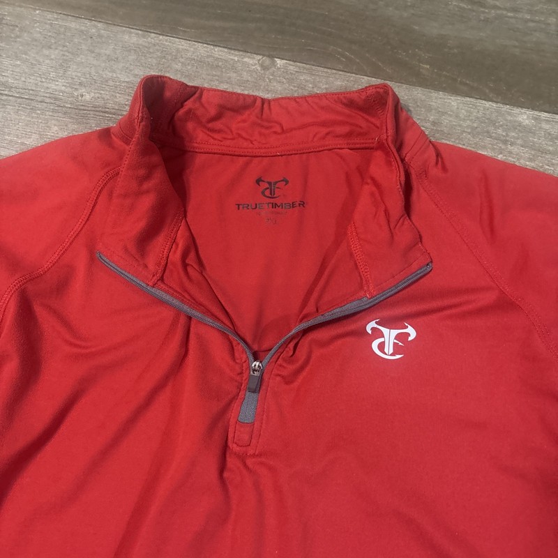 True Timber Fishing Athletic Pullover 1/4zip 2X Large Long Sleeve Red And Gray gallery