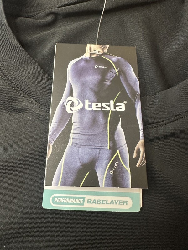 Tesla Shirt Mens Large Black Compression Performance Base Layer Pullover Top gallery