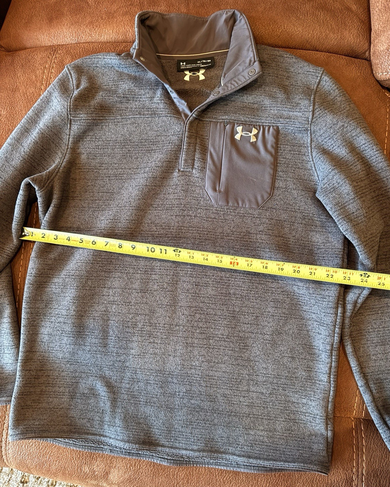Under Armour ColdGear Fleece Pullover Gray Men's XL Mock Neck Long Sleeve Pocket gallery
