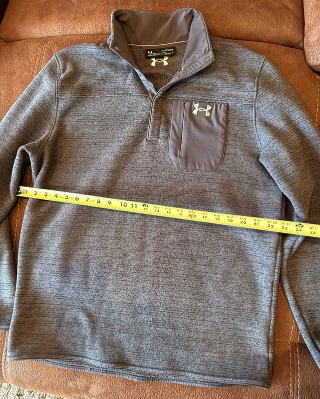 Under Armour ColdGear Fleece Pullover Gray Men's XL Mock Neck Long Sleeve Pocket gallery
