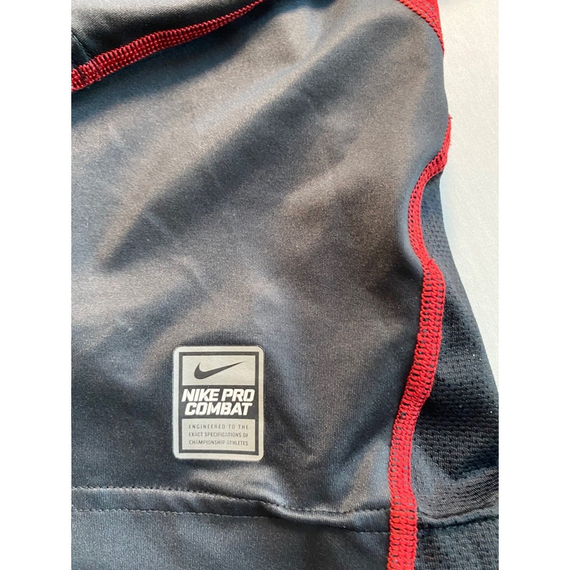 Nike Pro Combat Dri-FIT Mens Large Long Sleeve Compression Shirt Grey Red Fitted gallery