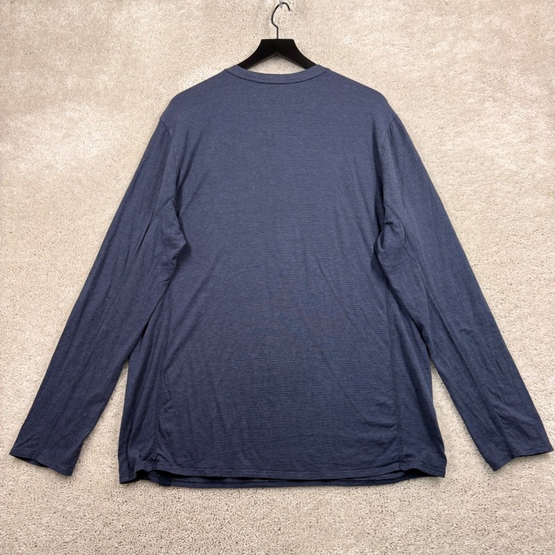 Hylete Henley Shirt Mens Size XL Blue Long Sleeve Athleisure Yoga Training gallery
