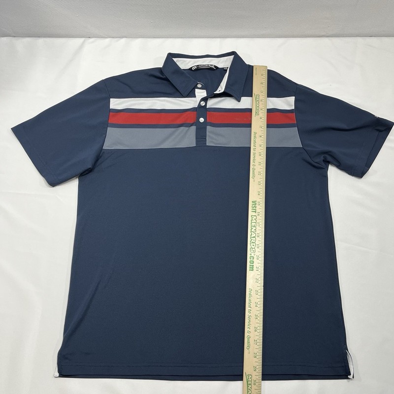 Travis Mathew x TPC Deere Run Logo Golf Polo Shirt Mens XL Blue Striped gallery