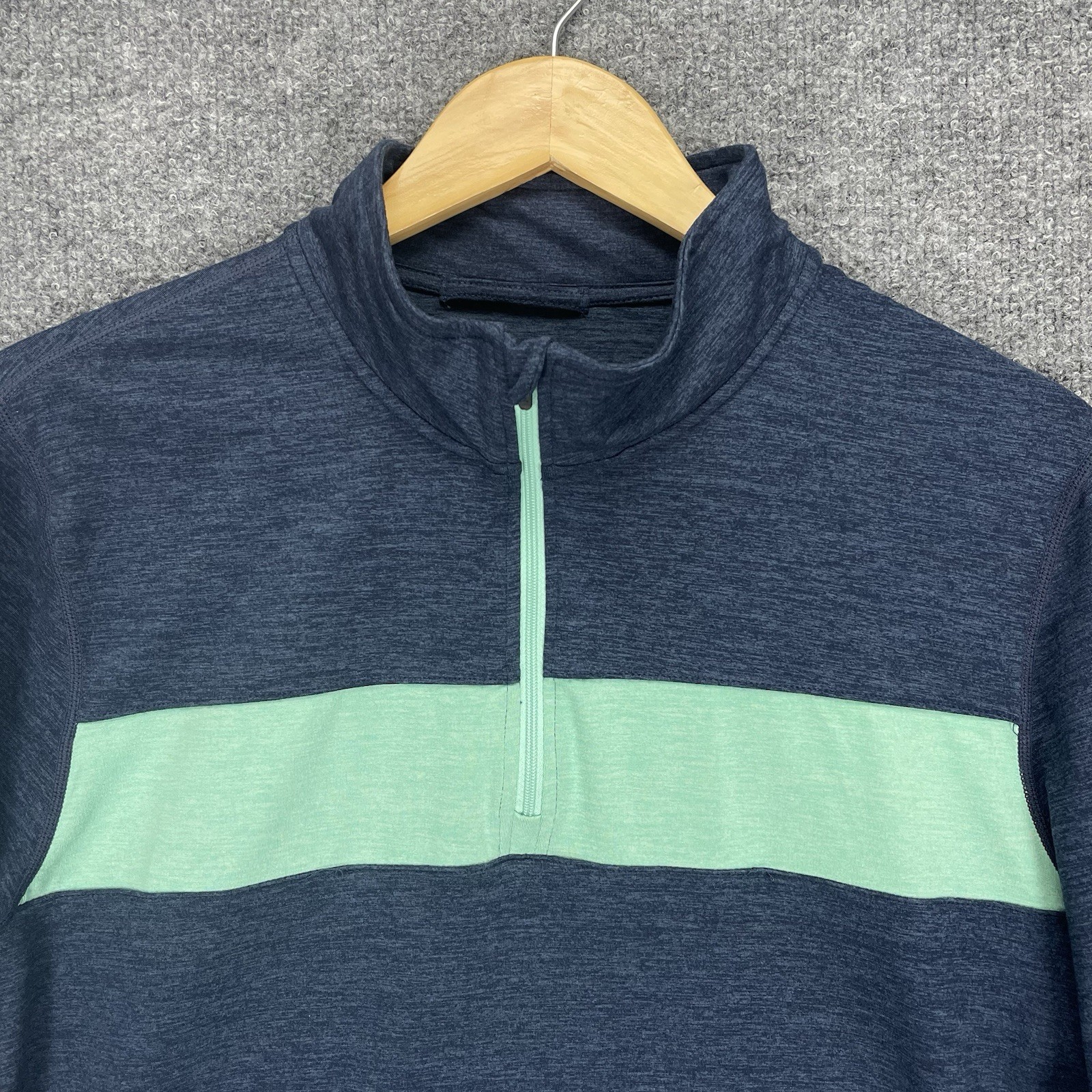 Marine Layer Weekend Sport 1/4 Zip Pullover Sweatshirt Men’s Large Blue Stretch gallery