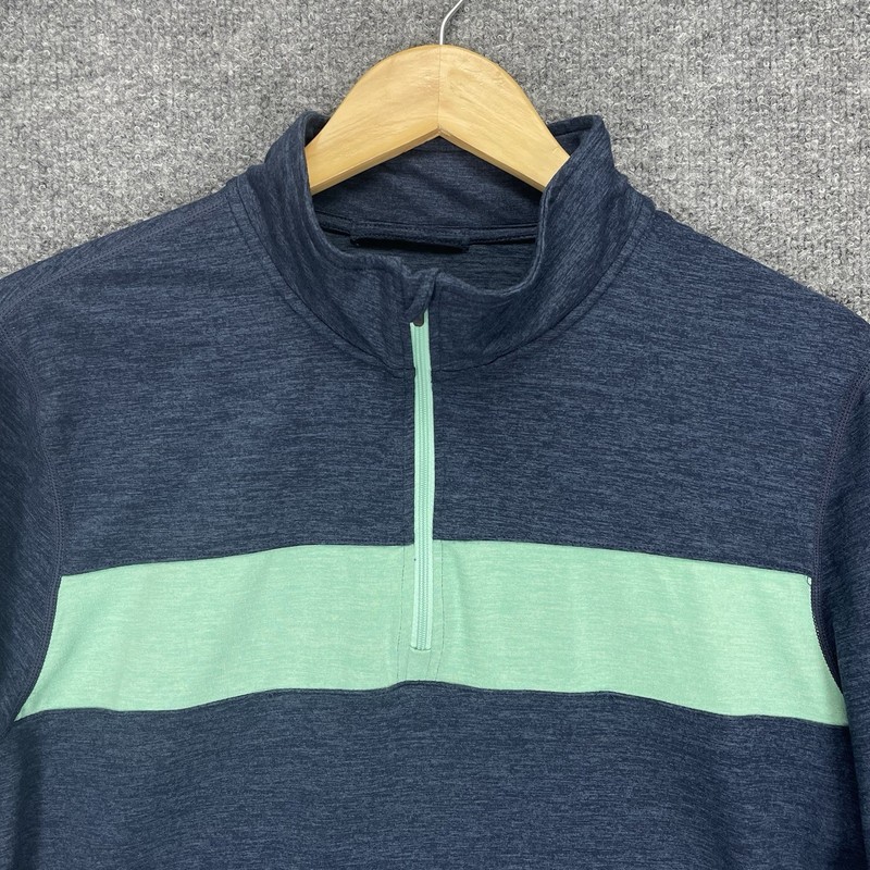 Marine Layer Weekend Sport 1/4 Zip Pullover Sweatshirt Men’s Large Blue Stretch gallery