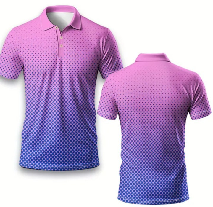 NWOT Ombre Performance Polo Golf Shirt 3XL XXXL Gradient Blue, Purple, Pink NEW gallery