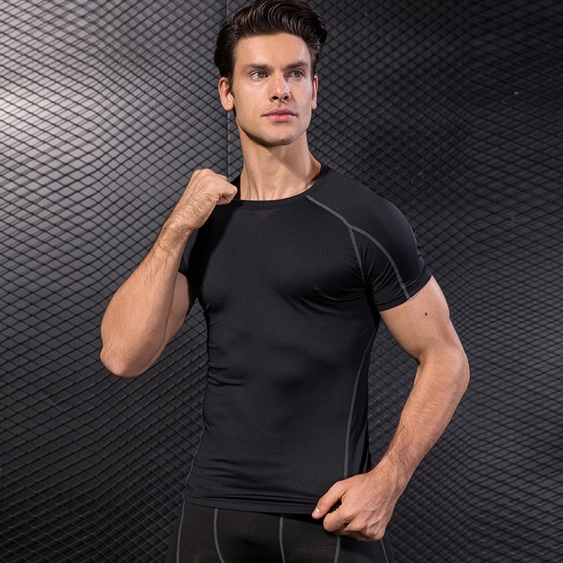 Mens Tight Short Sleeve T-Shirt Fitness Running Elasticated Sports Tops gallery