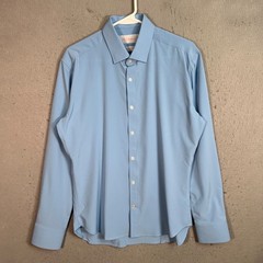 All Citizens Mens Medium Athletic Tailored Fit Shirt Light Blue Polyester Blend