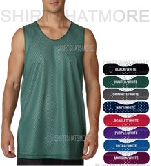 Mens Mesh Reversible Tank Wicking Basketball Sports Gym Jersey Shirt S-2XL 3XL