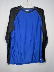 NWT OXIDE BLACK/BLUE SEMI-FITTED UPF 50 LONG SLEEVE T-SHIRT SZ L #Y890