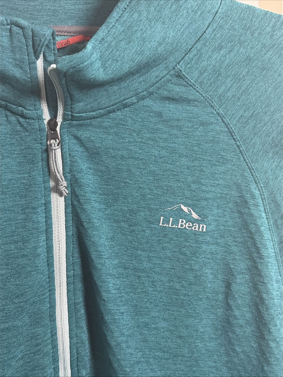 LL Bean Airlight 1/4 Zip Pullover Size L Teal Hiking Performance Slightly Fitted gallery