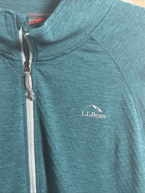 LL Bean Airlight 1/4 Zip Pullover Size L Teal Hiking Performance Slightly Fitted gallery