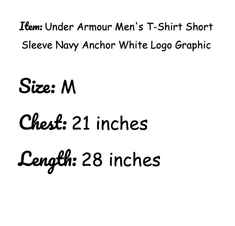 Under Armour Men's T-Shirt Short Sleeve Navy Anchor White Logo Graphic Size M gallery