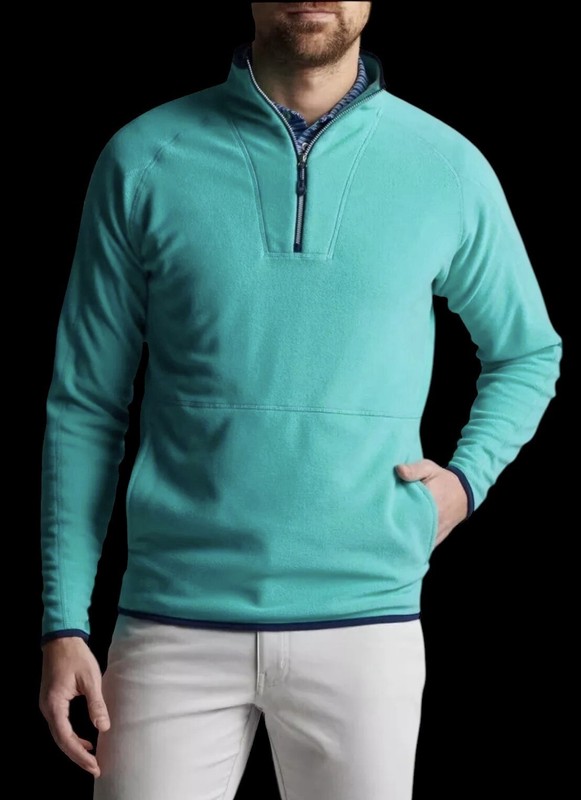 Peter Millar Crown Sport Micro Fleece Half Zip Pullover Sweater Green Large $185 gallery