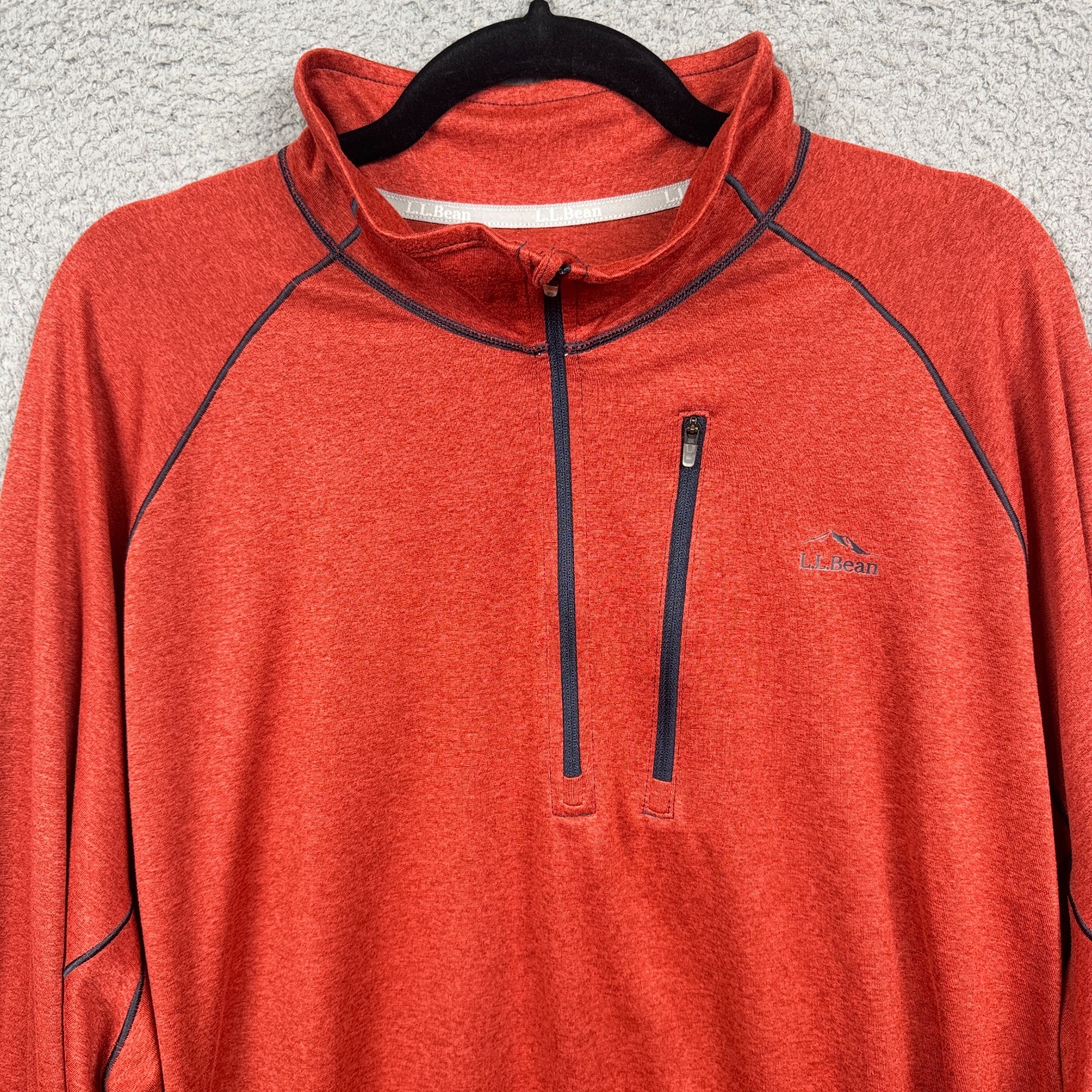 LL Bean Shirt Mens 3XL Orange Quick Dry Trail Tee 1/4 Zip Pullover Performance gallery