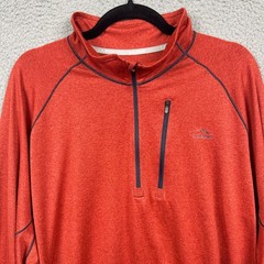 LL Bean Shirt Mens 3XL Orange Quick Dry Trail Tee 1/4 Zip Pullover Performance