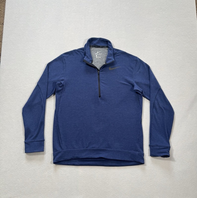 Nike Pullover Mens Medium Blue Dri-Fit Dry 1/2 Zip Stretch Golf Sports gallery