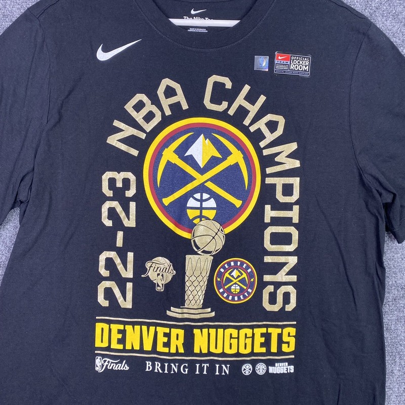 Nike Mens T Shirt Large L Black Short Sleeve NBA Champions 2022-23 Denver New gallery
