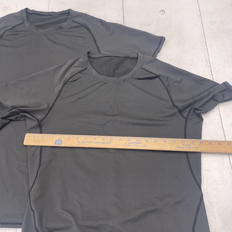 2 Pack Athletic Performance Shirt Mens XL Black Short Sleeve Stretch Workout Top gallery