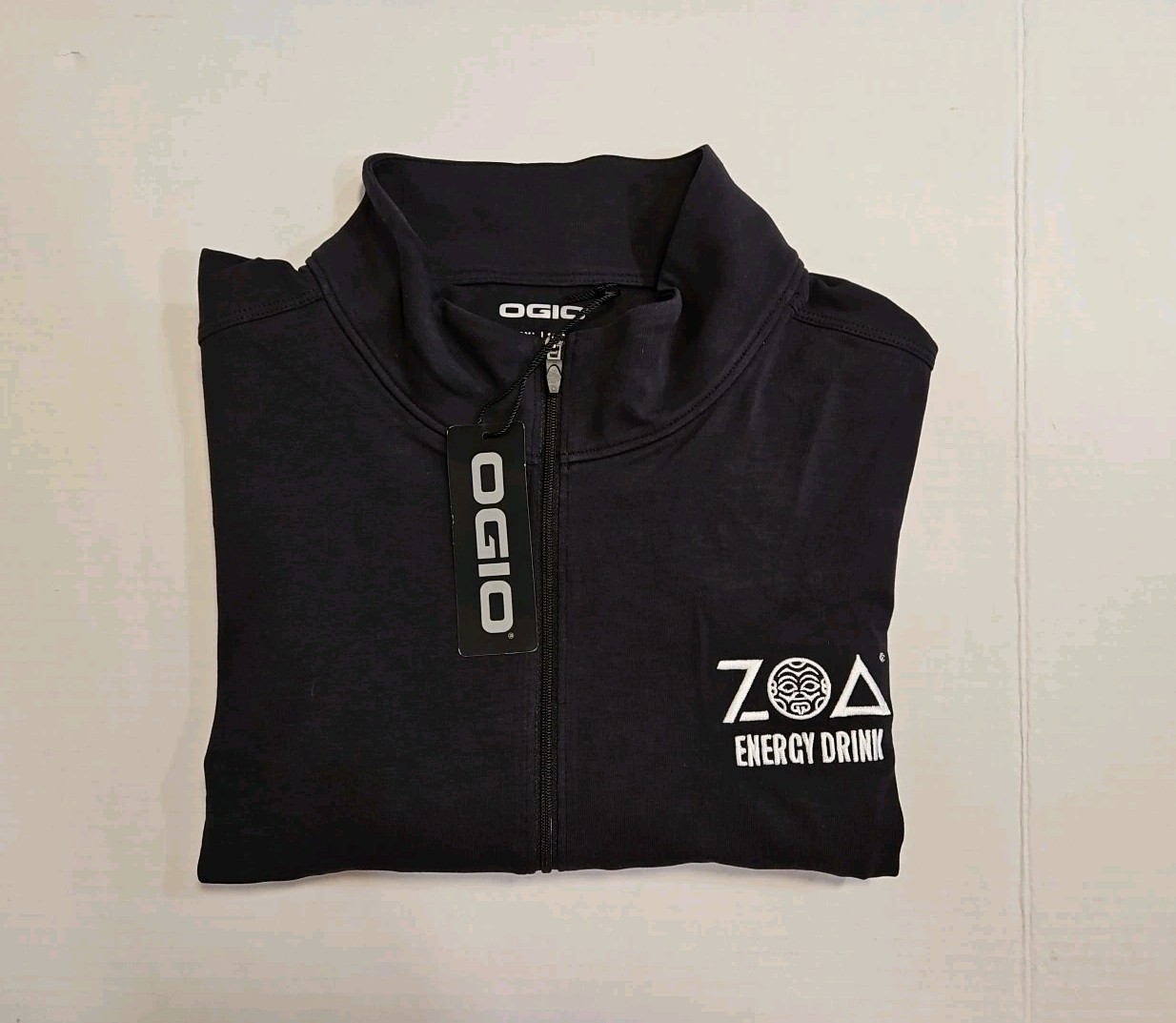 OGIO- Black 1/4 zip pullover with ZOA Energy Drink Logo. Promo Item- 2XL- NWT. gallery