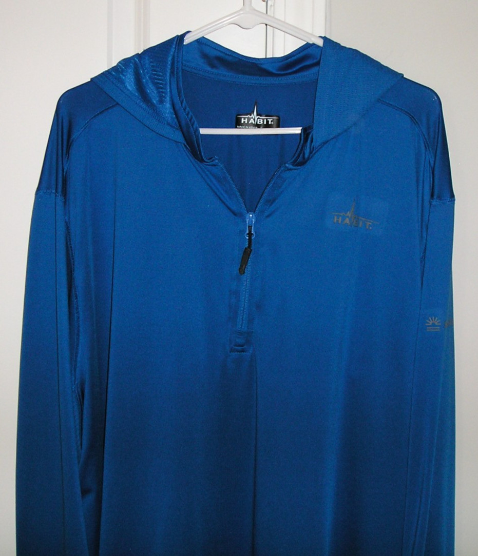 HABIT (LS) QUARTER ZIP MEN (2XL) POLYESTER/SPANDEX BLUE HOODIE STRETCH PULLOVER gallery