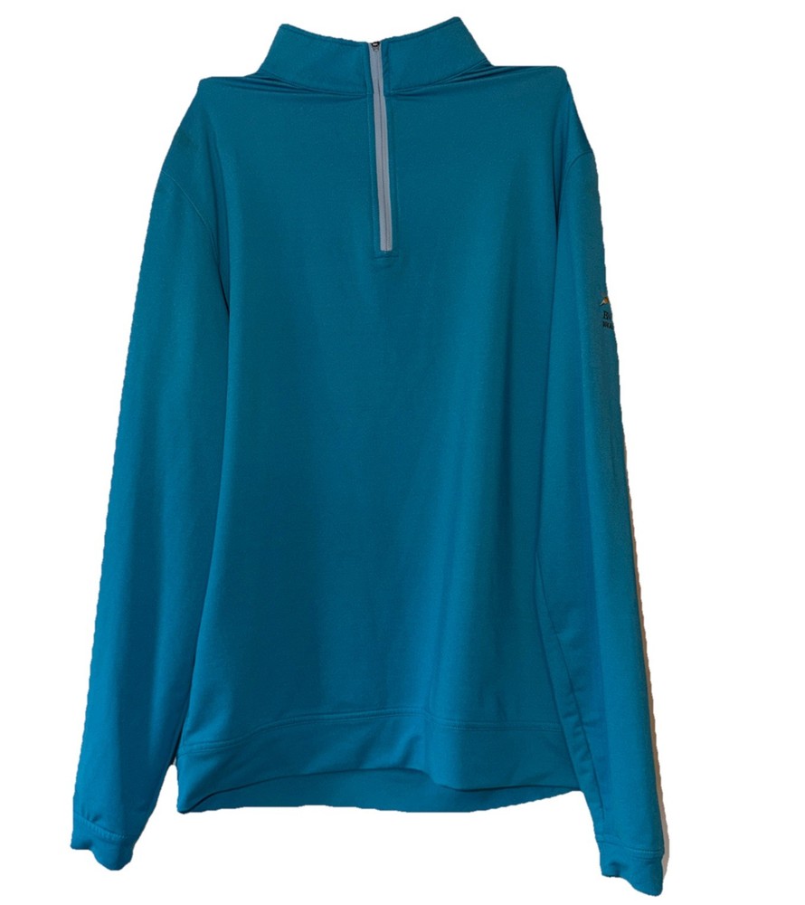 Peter Millar Pullover Mens M Turquoise 1/4 Zip Pullover Mock Neck Golf Wicking