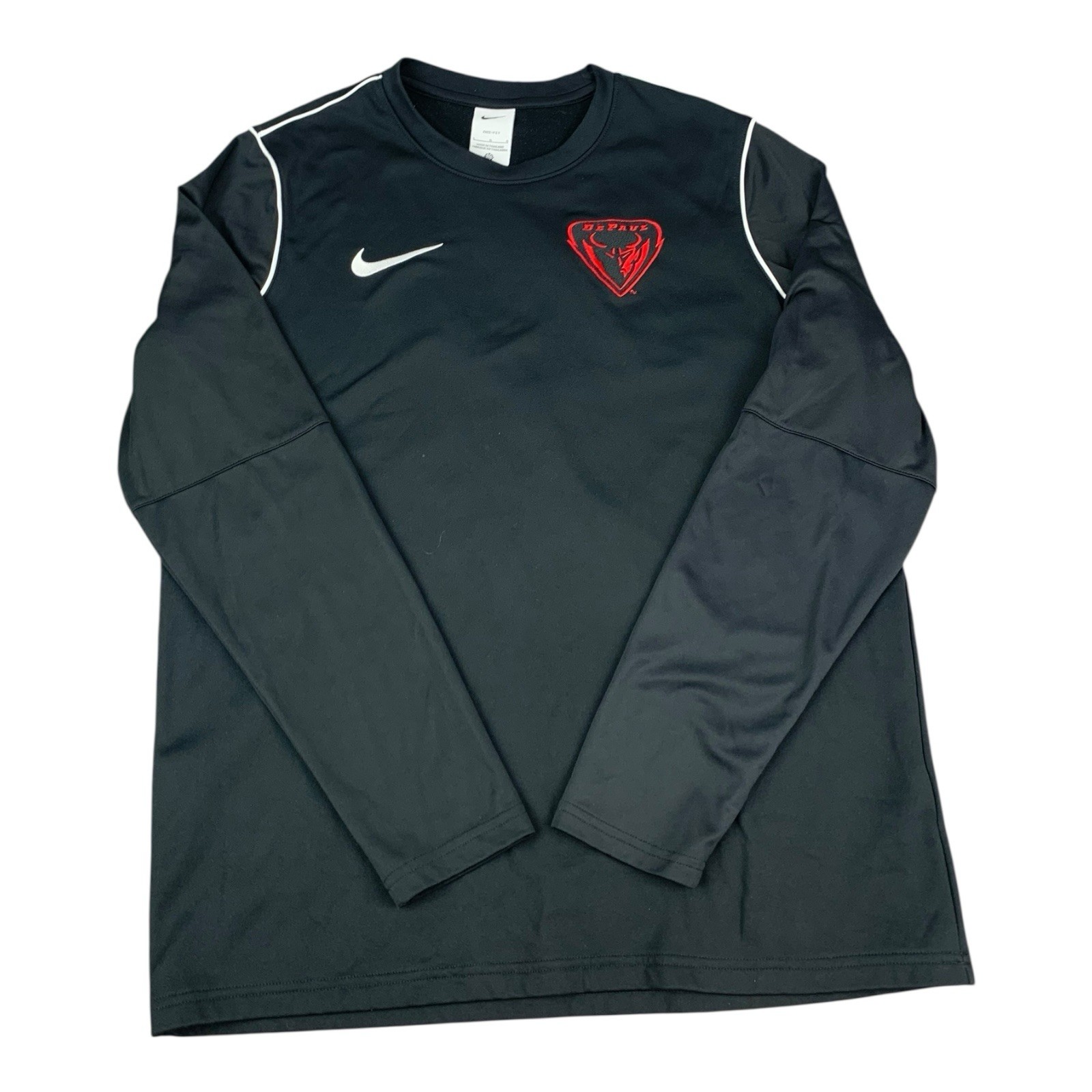 DePaul Blue Demons Nike Dri Fit Long Sleeve Crew Neck Shirt Black Men’s Large gallery